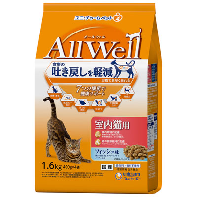 AllWell　室内猫用フィッシュ味挽き小魚とささみフリーズドライパウダー入り1.6kg