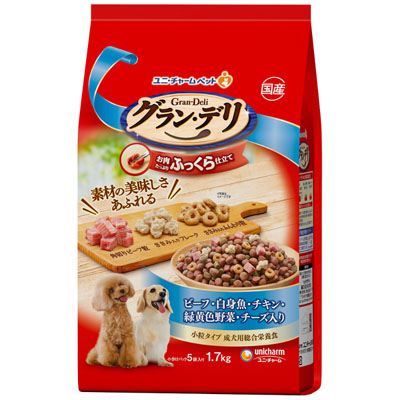 グラン・デリ　ふっくら仕立て　ビーフ･白身魚･チキン･緑黄色野菜･チーズ･角切りビーフ粒入り1.7kg