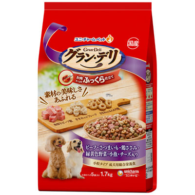 グラン・デリ　ふっくら仕立て　ビーフ･さつまいも･鶏ささみ･緑黄色野菜･小魚･角切りビーフ粒入り1.7kg