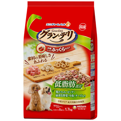 グラン・デリ　ふっくら仕立て　低脂肪鶏ささみ･ビーフ･緑黄色野菜･小魚･角切りビーフ粒入り1.7kg