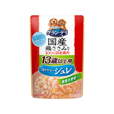 グラン・デリ　国産鶏ささみパウチジュレ１３歳以上用緑黄色野菜入り８０ｇ