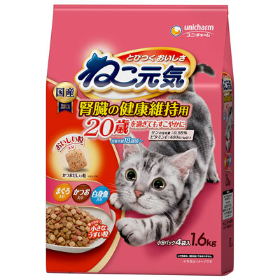 ねこ元気　腎臓の健康維持用２０歳を過ぎてもすこやかにまぐろ・かつお・白身魚入り１．６ｋｇ