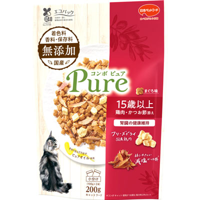 コンボピュアキャット１５歳以上まぐろ味・鶏肉・かつお節添え２００ｇ