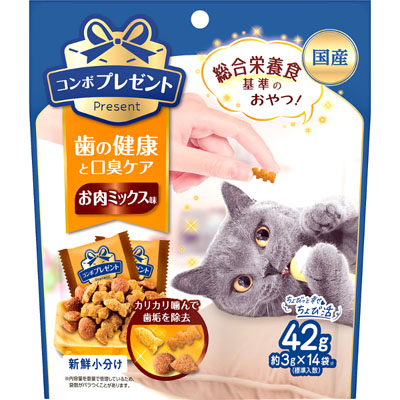 コンボ　プレゼントキャットおやつ歯の健康と口臭ケアお肉ミックス味42g