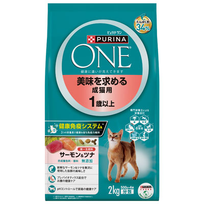 ピュリナワンキャット　美味を求める成猫用　サーモン＆ツナ２．０ｋｇ