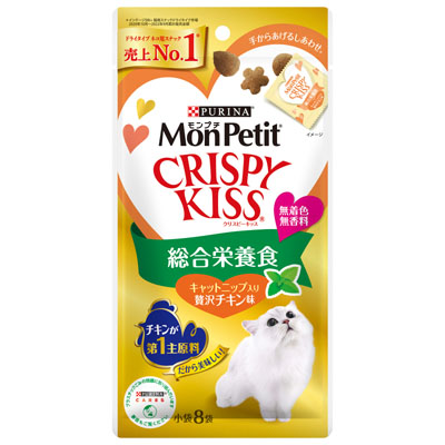 モンプチ　クリスピーキッス　総合栄養食キャットニップ入り贅沢チキン味24g