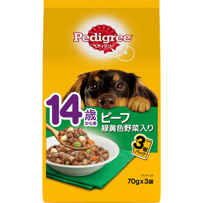ペディグリー　１４歳から用　ビーフ　緑黄色野菜入り７０ｇ×３袋