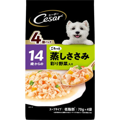 シーザー　１４歳からの　ごろっと蒸しささみ　彩り野菜入り７０ｇ×４袋