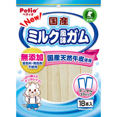 ペティオ　NEW　国産　ミルク風味ガム　スティック18本入