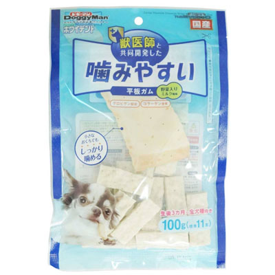 ドギーマン　ホワイデント　噛みやすい平板ガム野菜入り100g(標準11本)