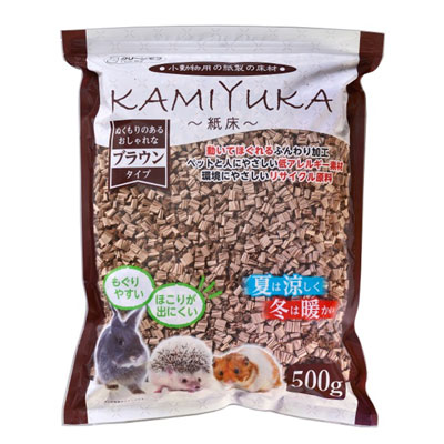 クリーンモフ　小動物用床材ＫＡＭＩＹＵＫＡ～紙床～　ブラウン５００ｇ