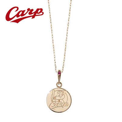 K10YG　ルビーネックレス　＜カープ坊や＞