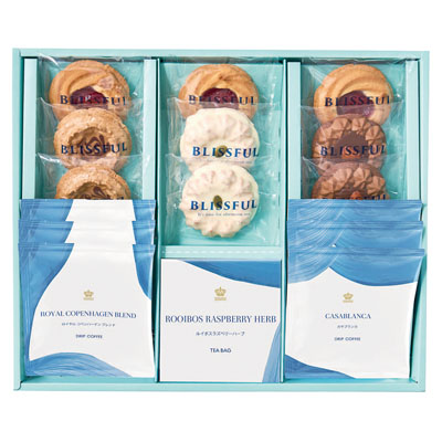 4種の焼き菓子＆ロイヤル コペンハーゲン ドリップコーヒーセット＆ティーセット 16個