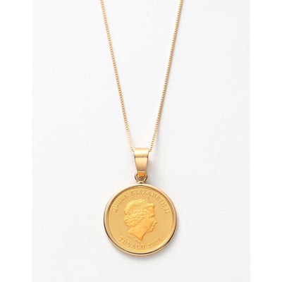 Ｋ２４／Ｋ１８【エリザベス×エンジェル】コインネックレス1/25オンス（ベネチアンチェーン）