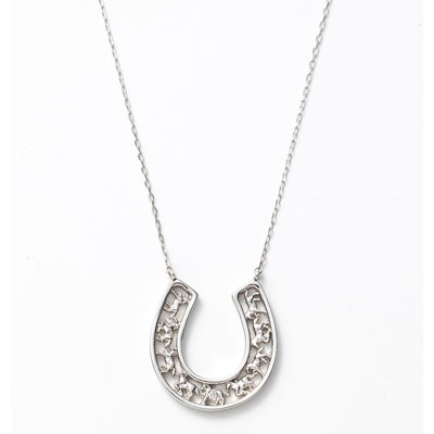 PT950/850　ダイヤ　馬九行久（うまくいく）ネックレス　0.004ct