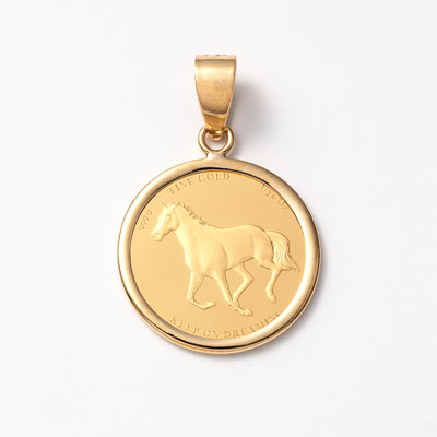 24金コイン/18金枠　ホース1/25オンス　コイントップ