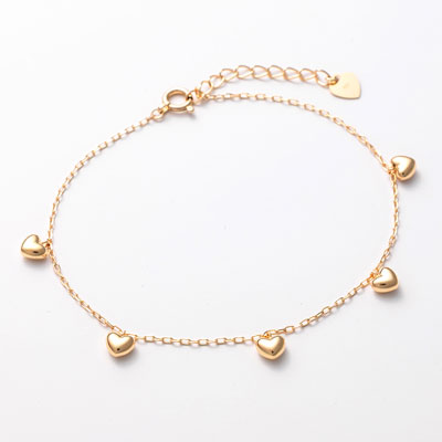 18金イエローゴールド　ハート　ブレスレット